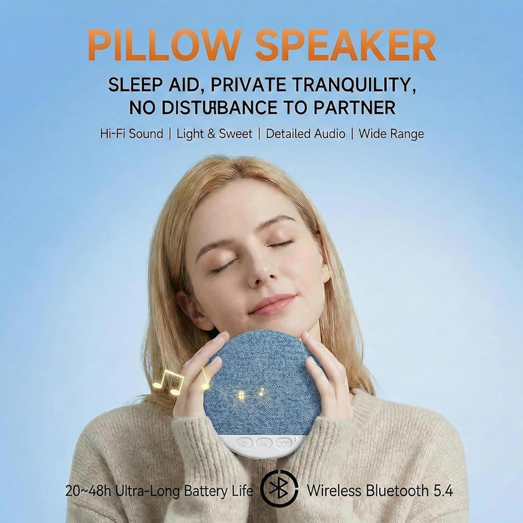 Bluetooth Pillow Speaker with White Noise for Sleep & Relaxation