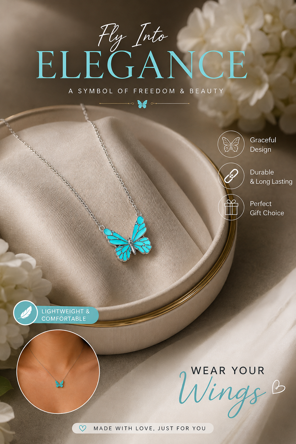 Turquoise Butterfly Elegance Necklace