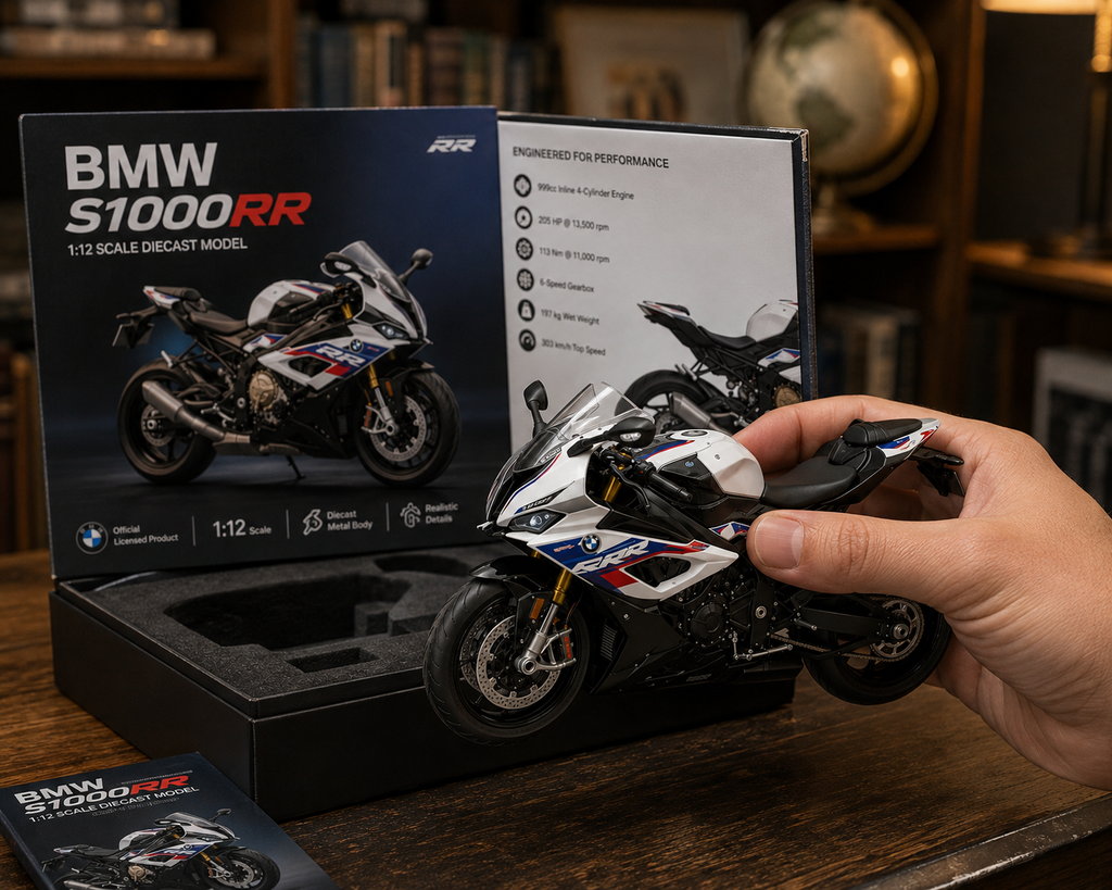 BMW S1000RR 1:9 Scale Diecast Motorcycle Model – Premium Collectible Toy.