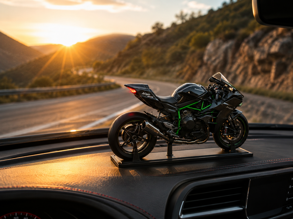 1:9 Scale Kawasaki Ninja H2R Diecast Model Motorcycle – Interactive Sound, Smoke & Working Key.