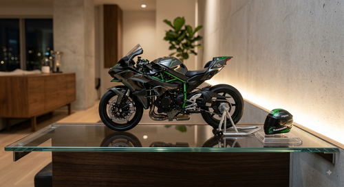 1:9 Scale Kawasaki Ninja H2R Diecast Model Motorcycle – Interactive Sound, Smoke & Working Key.