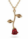 The Enchanted Rose Pendant Necklace – Gold Plated with Red Bud.