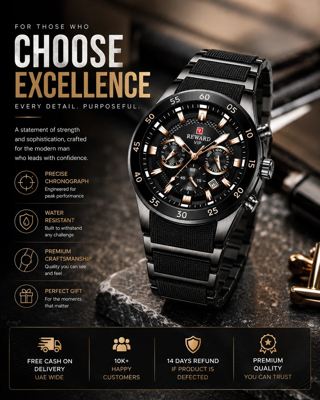 REWARD VIP Sports Chronograph Luxury Watch for Men