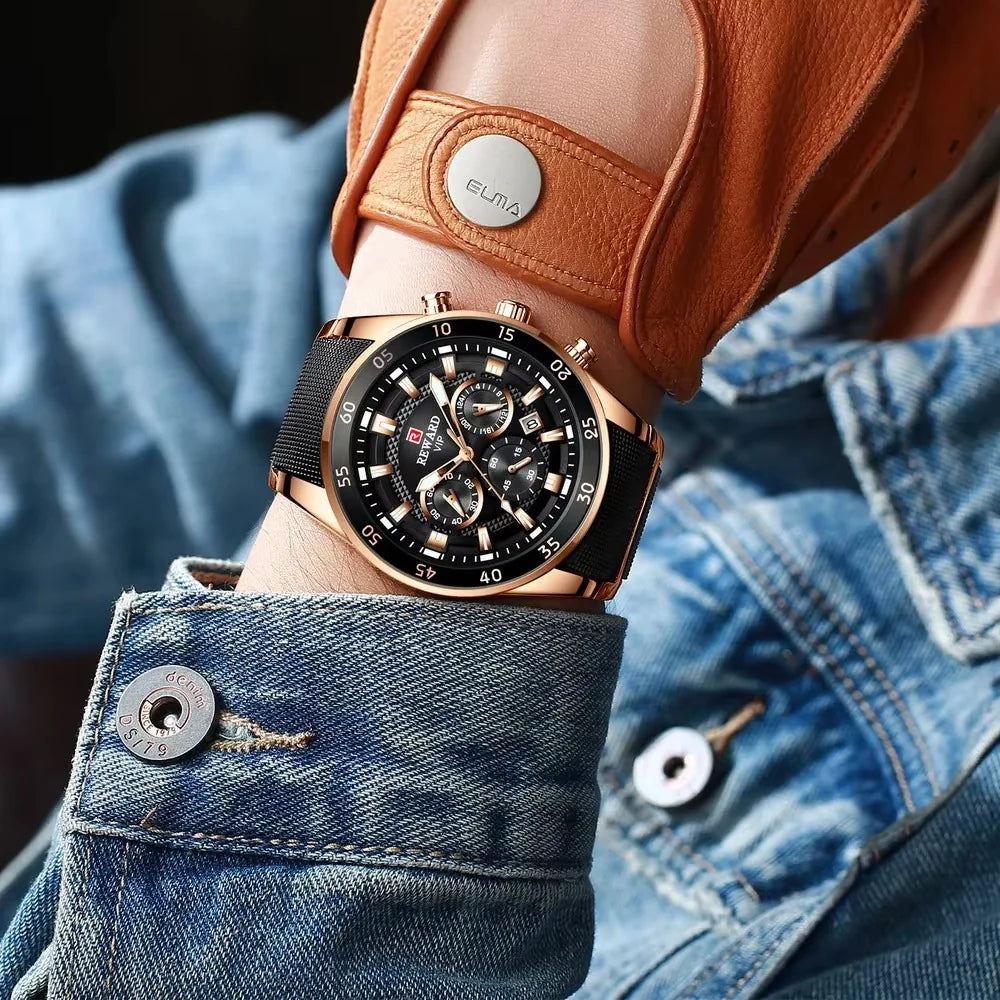 REWARD Gold VIP Sports Chronograph Luxury Watch for Men