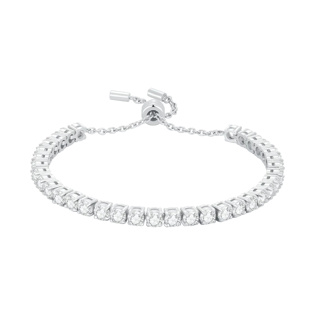 Elegant Sliver Bracelet With Sapphire White Gemstones.