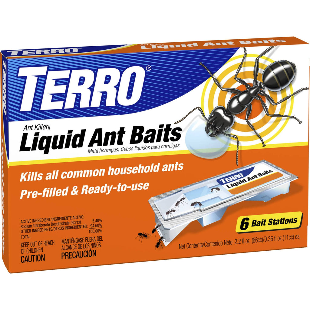 TERRO Liquid Ant Baits 6 Pack Fast-Acting Borax Formula