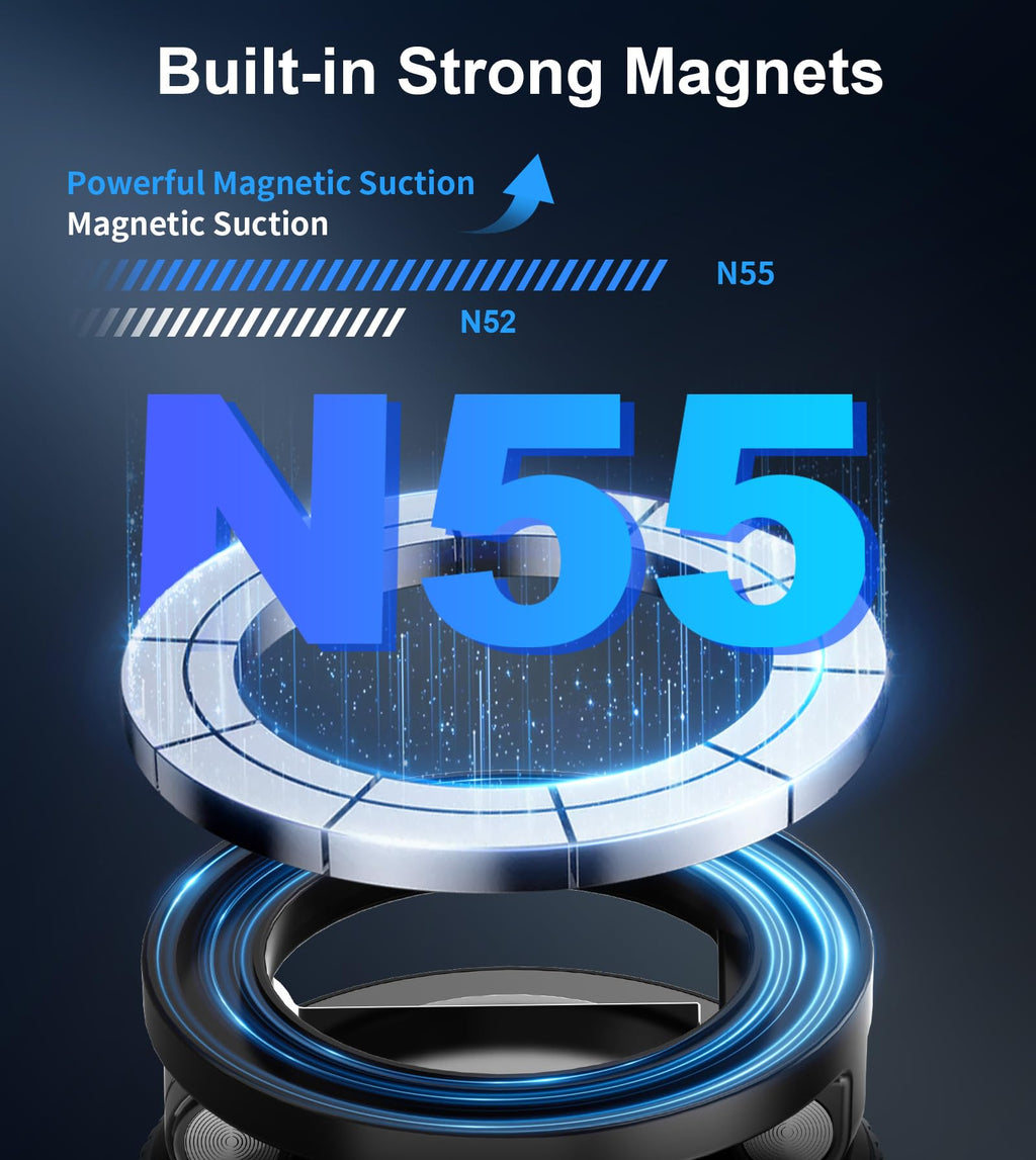 Magnetic Car Mobile Holder with Vacuum Suction Base, 360°